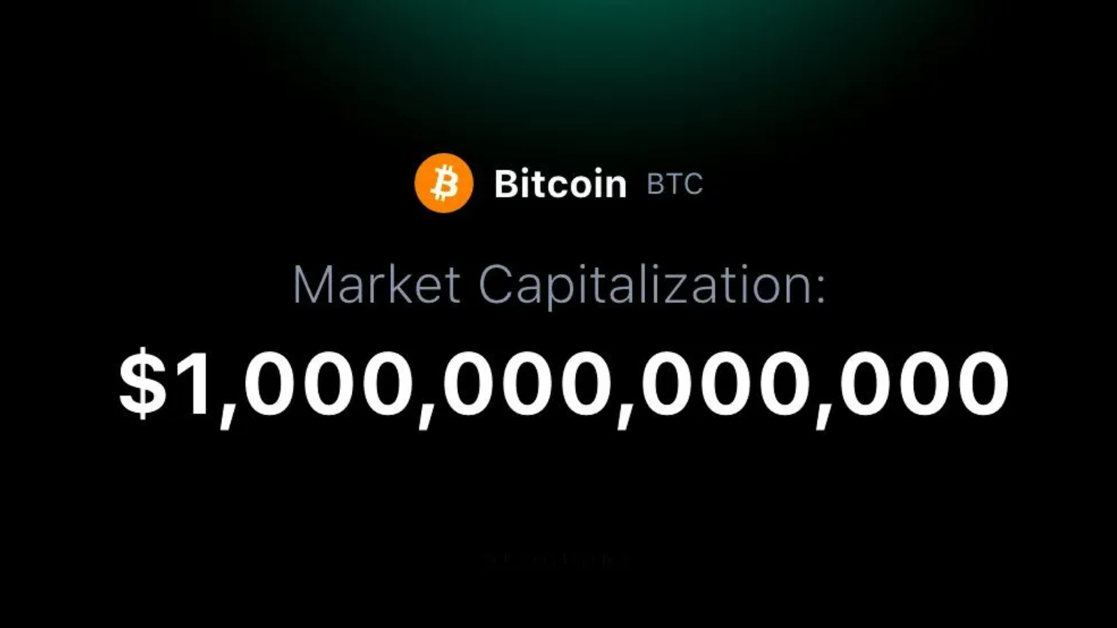 A photo of the Bitcoin event: The Bitcoin market cap reaches over $1 Trillion for the first time