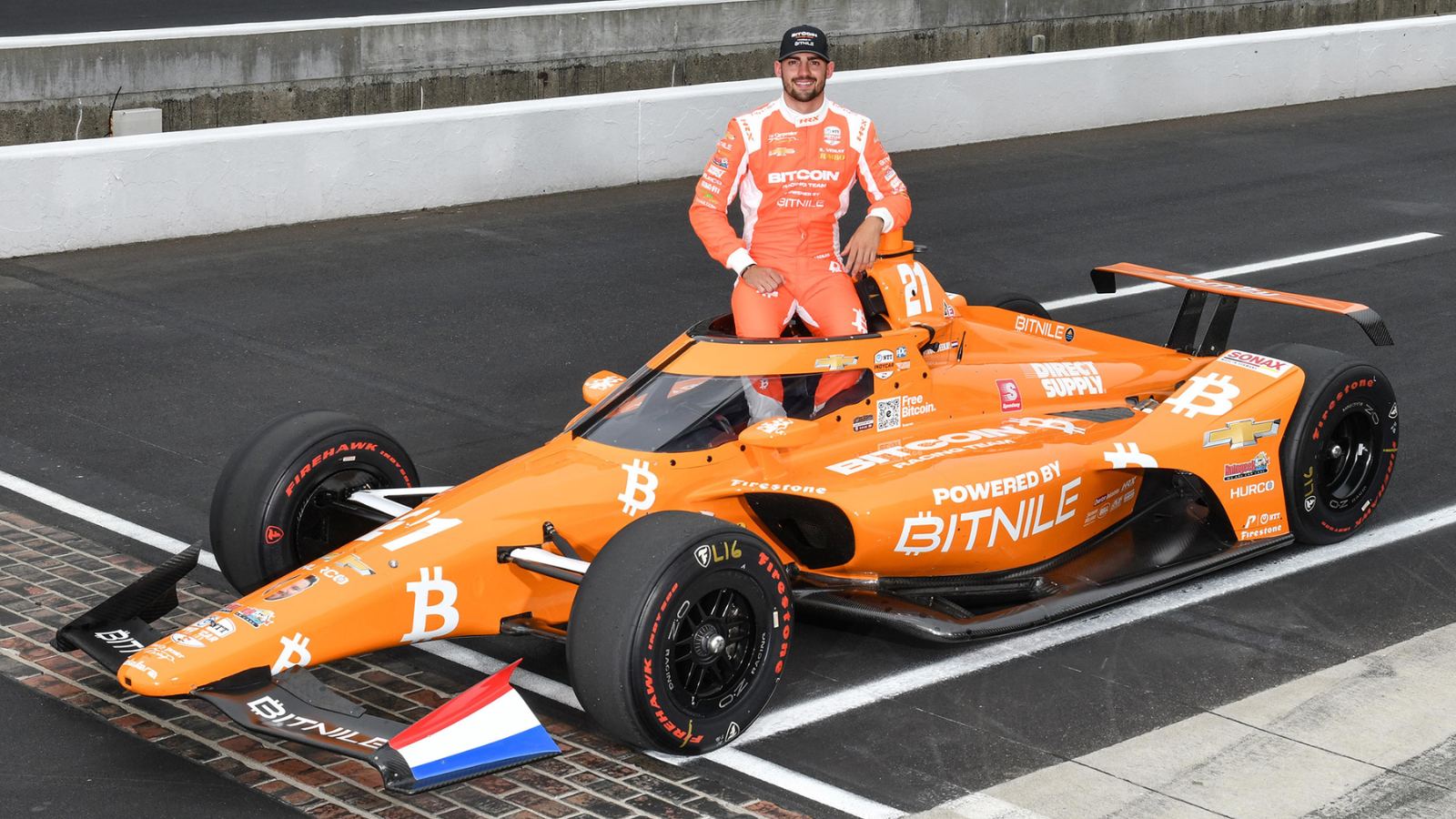 A photo representation of the Bitcoin event, The first indy 500 car to be sponsored by Bitcoin