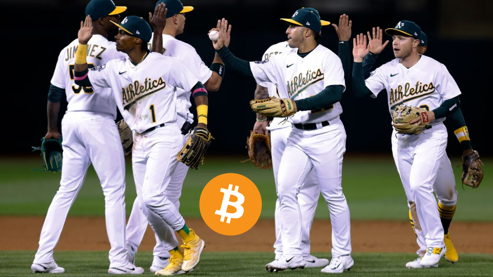 A photo representation of the Bitcoin event, The Oakland Athletic's become the first Major League Baseball team to accept Bitcoin payments