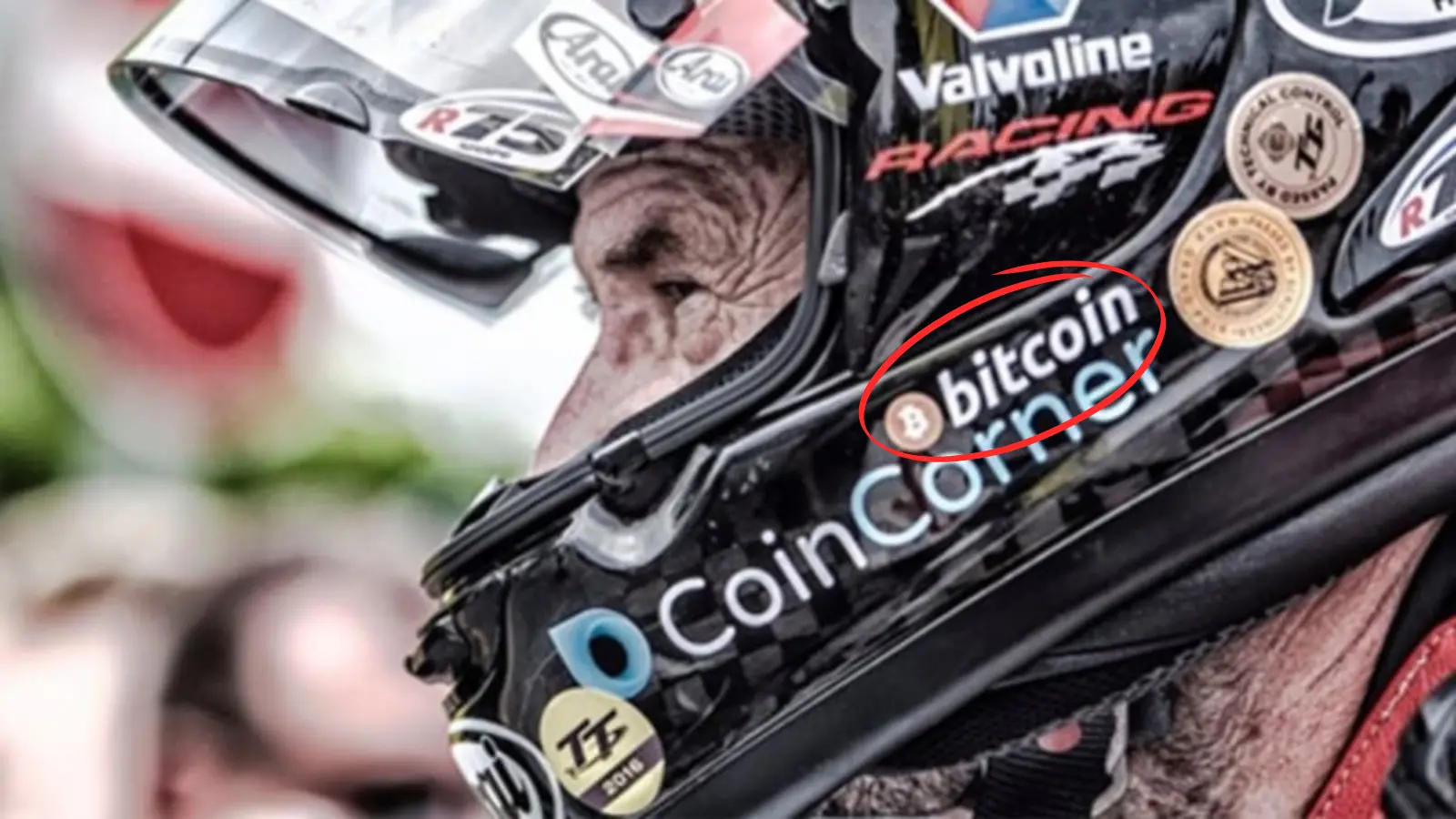 A photo of the Bitcoin event: The first professional motorbike racer to be sponsored by Bitcoin