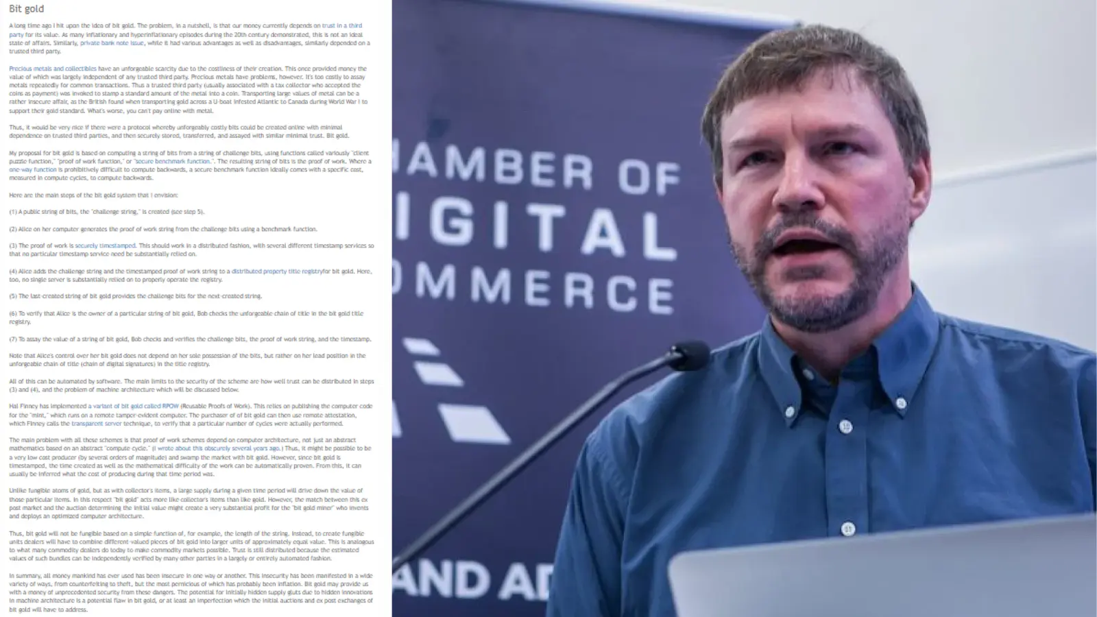 A photo representation of the Bitcoin event, Nick Szabo discussed the implementation of his Bit Gold proposal