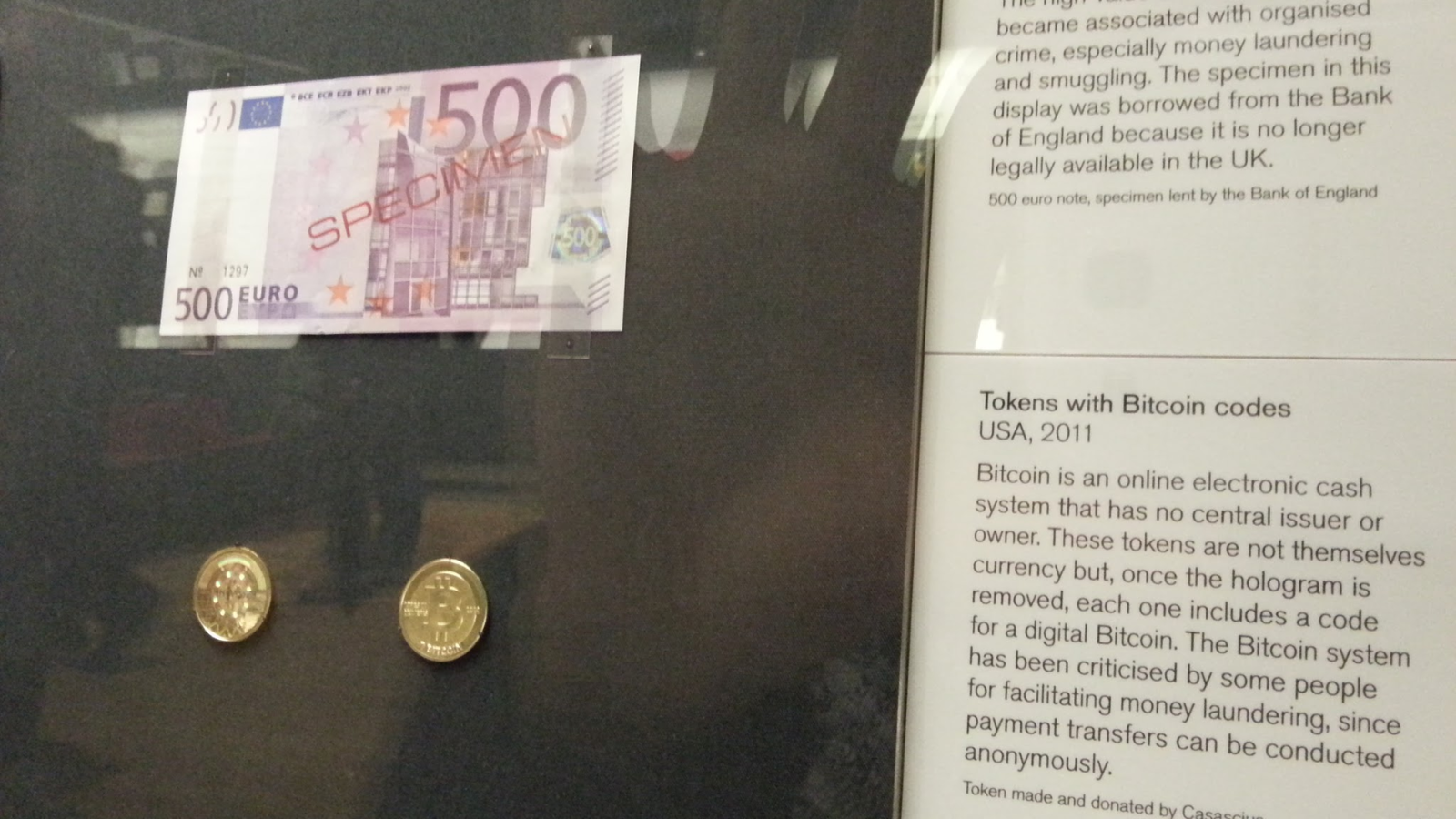 A photo of the Bitcoin event: Bitcoin was displayed at the British Museum, History of Money exhibit