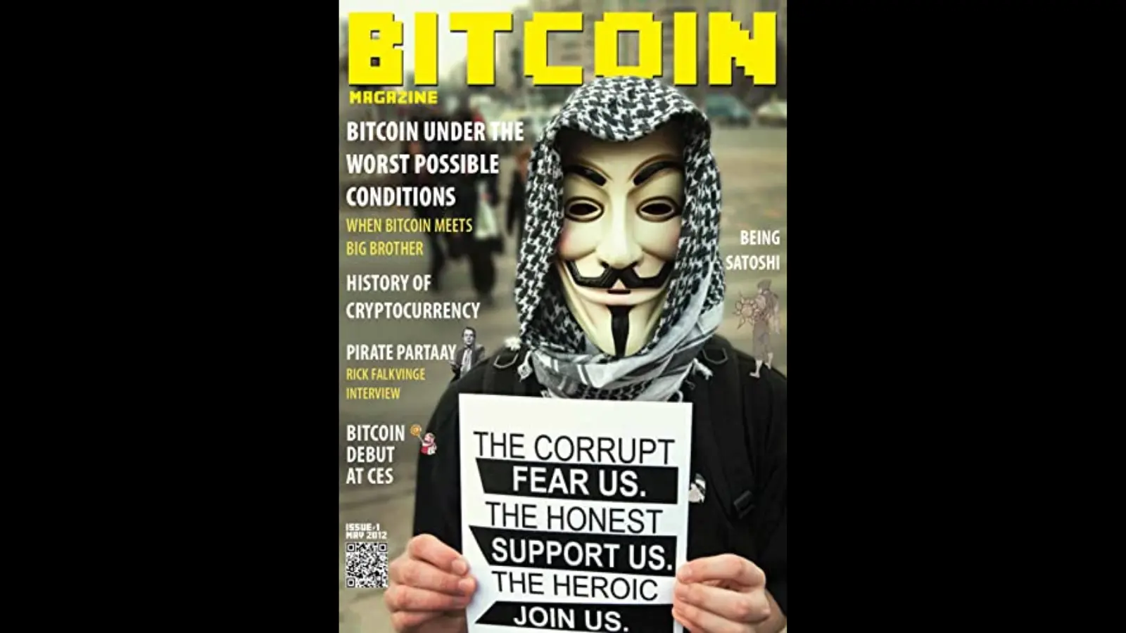 A photo of the Bitcoin event: The first physical copy of Bitcoin Magazine is published